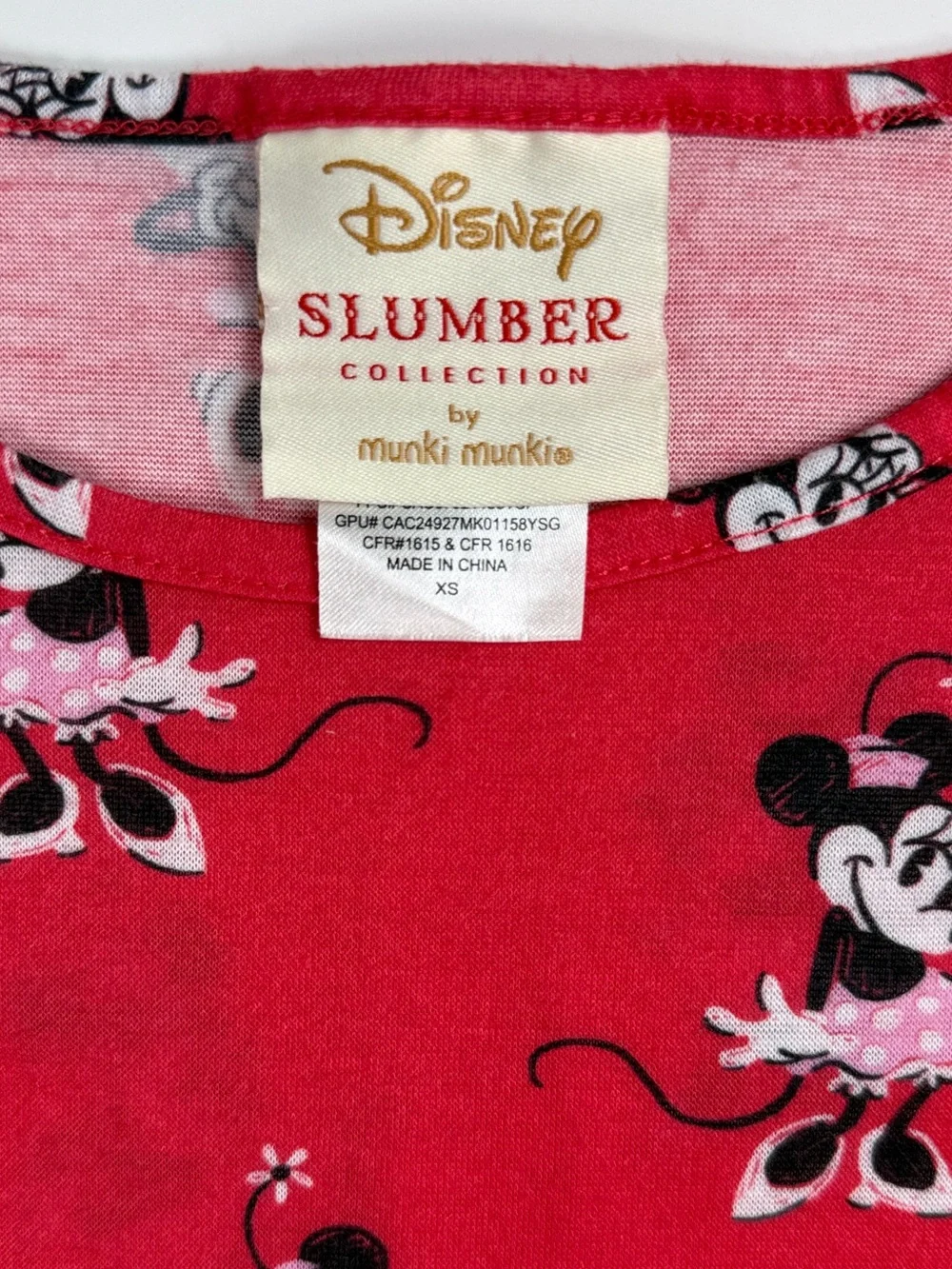 Disney Slumber Collection x Munki Munki Girls' Minnie Mouse Red Pajama Dress